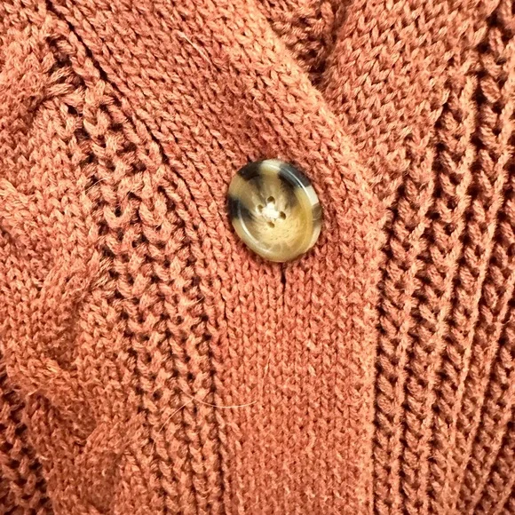 CUPCAKES AND CASHMERE | Cable-Knit Button Cardigan in Rust Orange - Picture 6 of 8